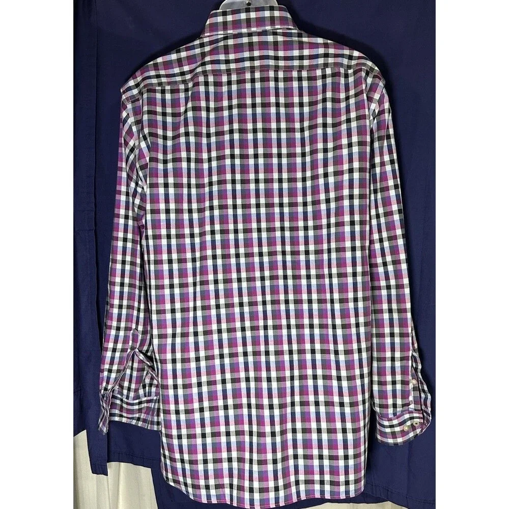 Banana Republic Purple Gingham Long Sleeve Button Up Shirt Size XL